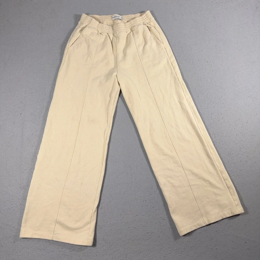Abercrombie and Fitch Sweatpants Women Medium‎ Cream Fleece Wide Leg Lounge